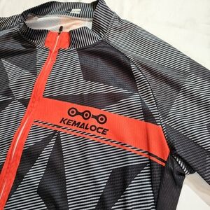 Kemaloce Black and Red Cycling Jersey, Men's XXL Full Zip